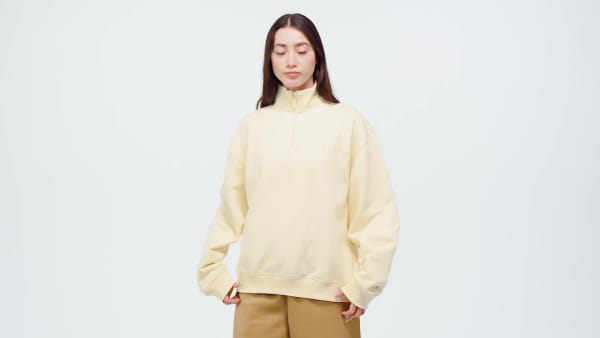 White Essentials Linear Quarter-Zip Oversized