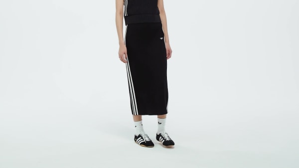 Svart Adicolor Knit 3-Stripes Skjørt