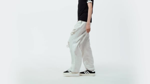 adidas ジョガー/スウェットパンツ ダメージ加工 ライトグレー×白 adidas Originals - 新品M⭐️adidas ジョガー/スウェットパンツ