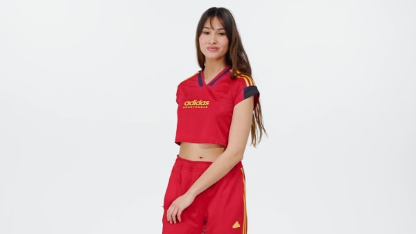 Red Tiro Cut 3-Stripes Crop Jersey