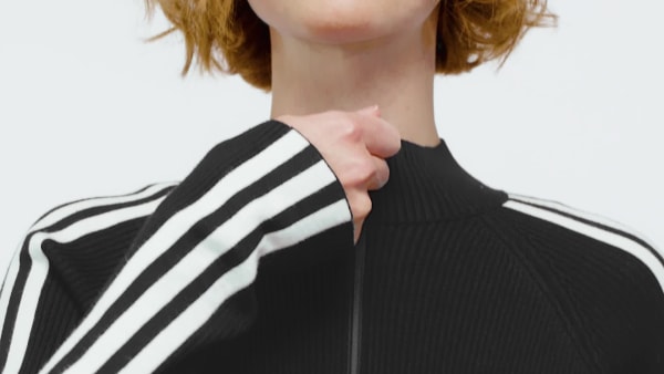 Noir Veste de survêtement maille slim 3 bandes Adicolor