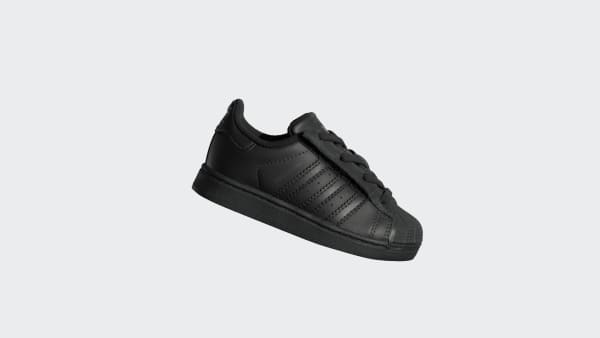Negro Zapatillas Superstar II con cordones elásticos para niños