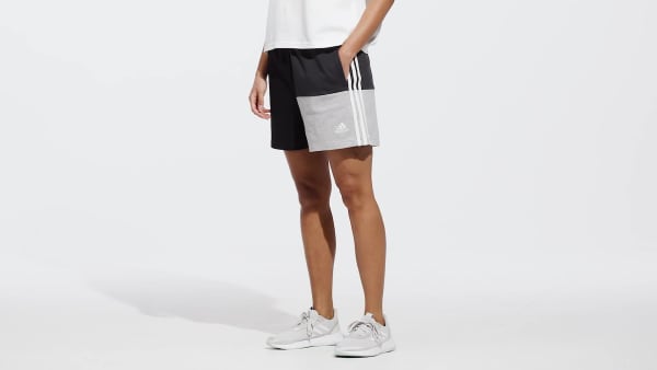 Czerń Essentials 3-Stripes Colorblock Oversized Shorts CD282