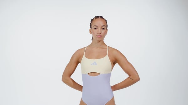 Μωβ Padded Colorblock X-Back Swimsuit