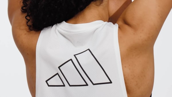 White RUN ICONS 3 BAR TANK TOP VS436