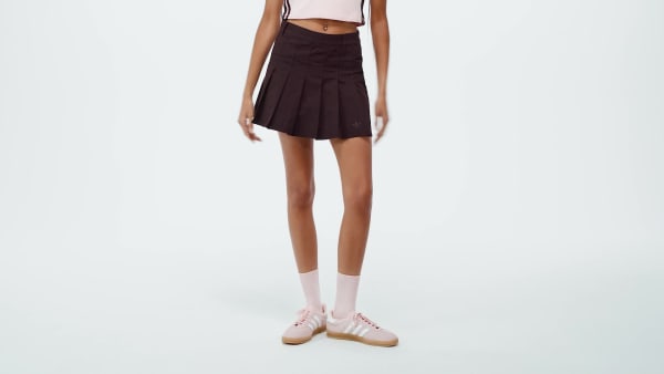 Brun TWILL PLEATED KJOL