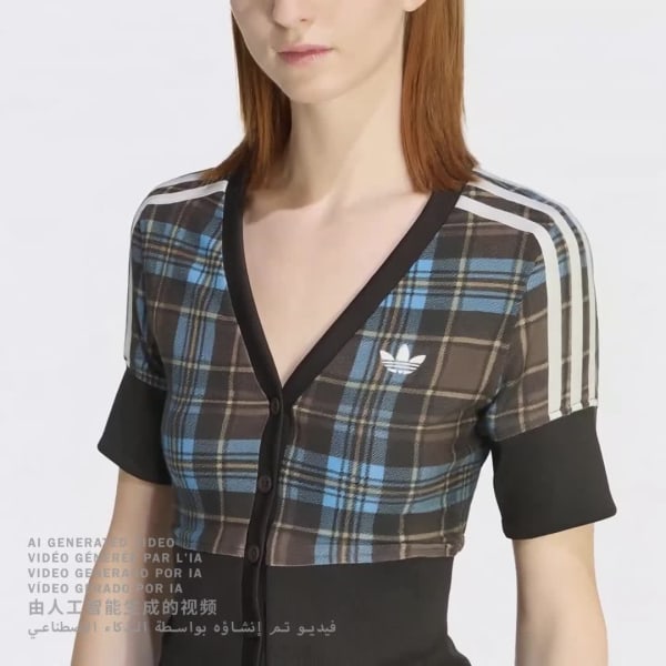 Flerfarget CHECKED V-NECK SKJORTE MED KNAPPER