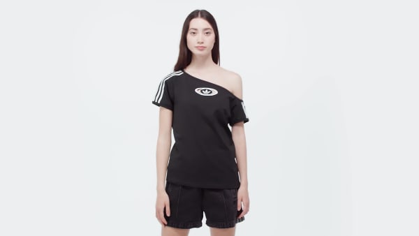 ★adidas★ Off shoulder tee black KC8796 adidas Originals Campus 2000 Off Shoulder Tee - Black