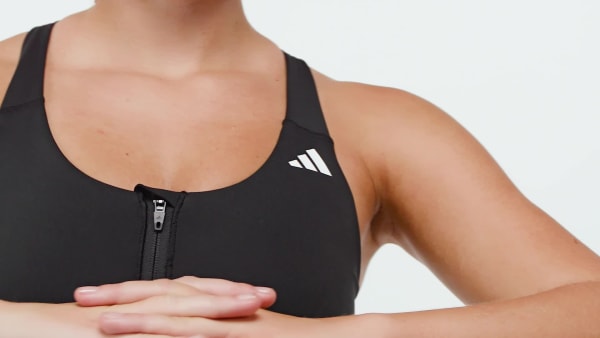 Siyah Optime Essentials Workout Ön Fermuarlı Orta Destekli Sporcu Sütyeni