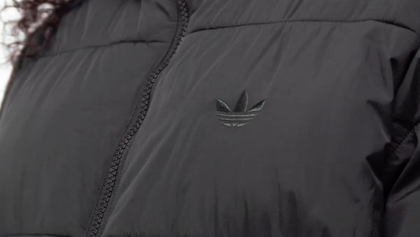 Black Adicolor Long Synthetic Down Puffer Coat