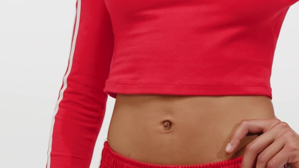 Red Adicolor 3-Stripes Long Sleeve Crop Tee