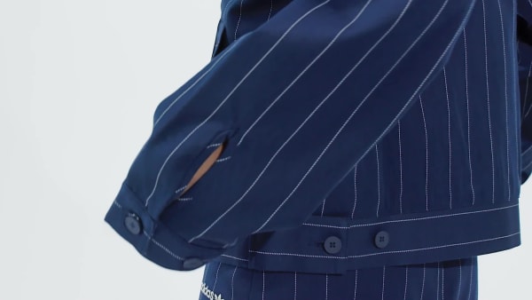 Mau-xanh-da-troi Áo Khoác Harrington Sọc Nhỏ