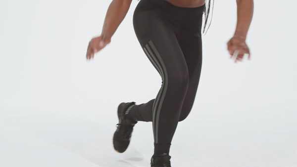 Svart Optime 3-Stripes Full-Length Tights