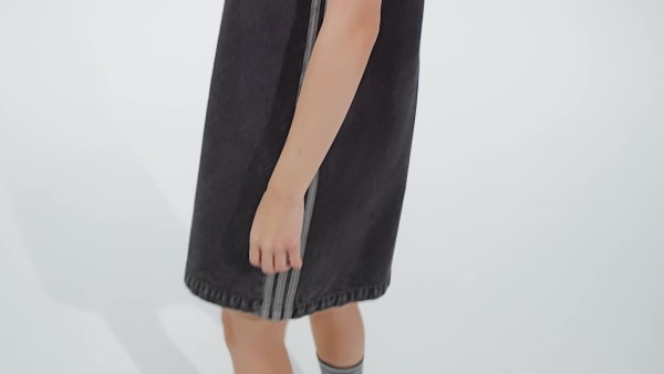 สีดำ ชุดกระโปรงเสื้อกล้ามผ้าเดนิม Adicolor 3-Stripes