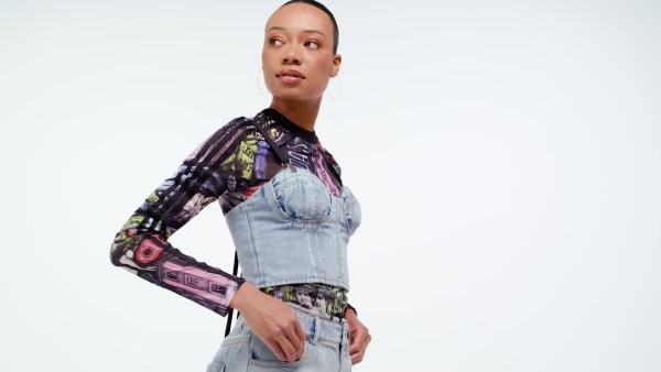 Niebieski Koszulka z gorsetem adidas x Jeremy Scott Denim