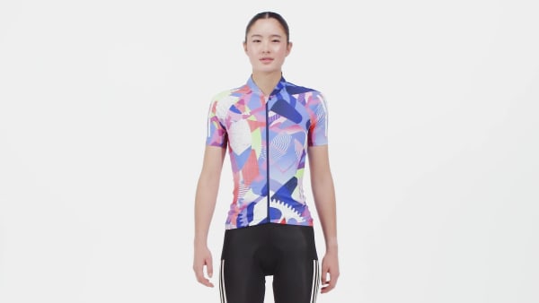 Azul Maillot de ciclismo Essentials Pattern Clash 3 bandas