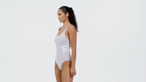 Lila 3-Stripes U-back Baddräkt
