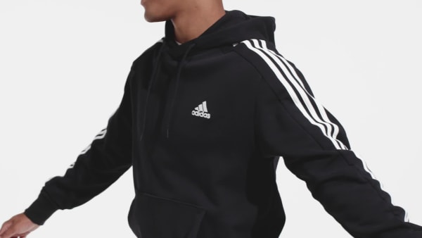 Negro Buzo con capucha Essentials French Terry 3 rayas