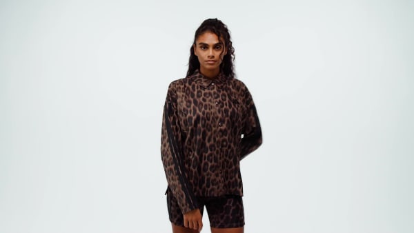 Flerfarvet Seasonal Essentials Leopard Print Woven Overskjorte med 3-Stripes