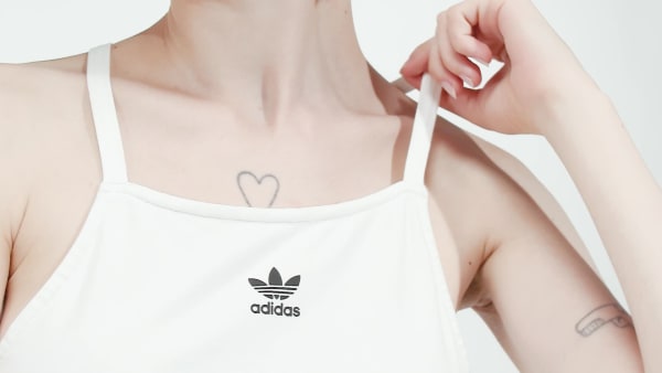 Weiss Adicolor 3-Streifen Crop-Top