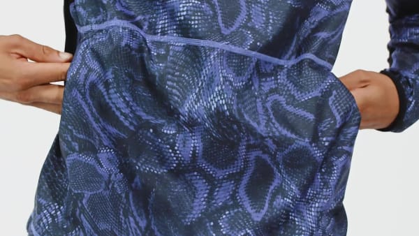 Blue Own The Run Excite Allover Print AEROREADY Hoodie