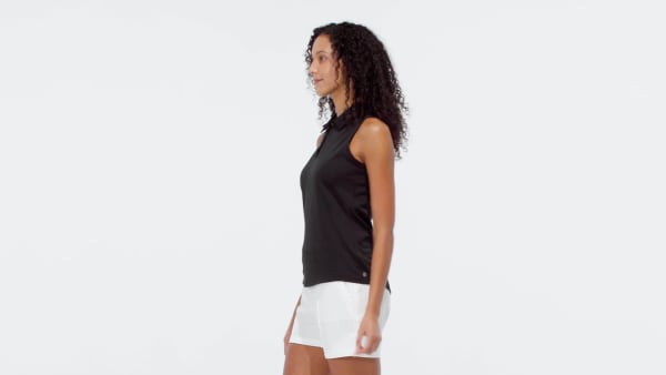 Black Texture Sleeveless Golf Polo Shirt