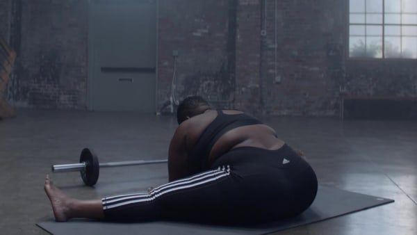 Zwart Believe This 3-Stripes 7/8 Legging (Grote Maat)