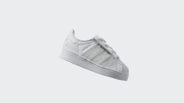 Blanco Calzado para niños con luces LED, cordones elásticos y cierre de comodidad Superstar