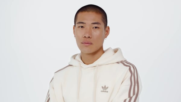 Blanc Sweat-shirt à capuche coupe baggy Adicolor