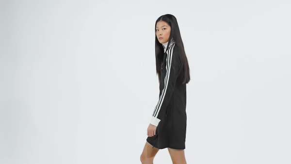 希少 adidas トラックジャケット　ワンピース　黒 ブラック L アディダス アディダス アディカラー スリーストライプス トラックトップ