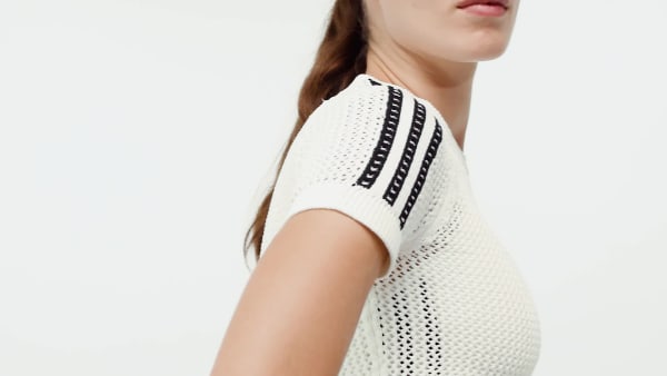 Branco T-shirt Cali em Croché Tricotado