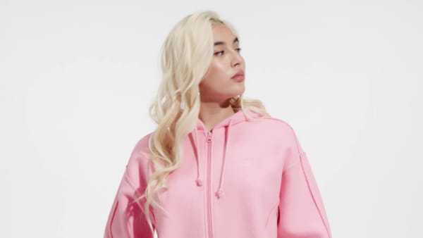 Pink Crop Full-Zip Loungewear hættetrøje CC395