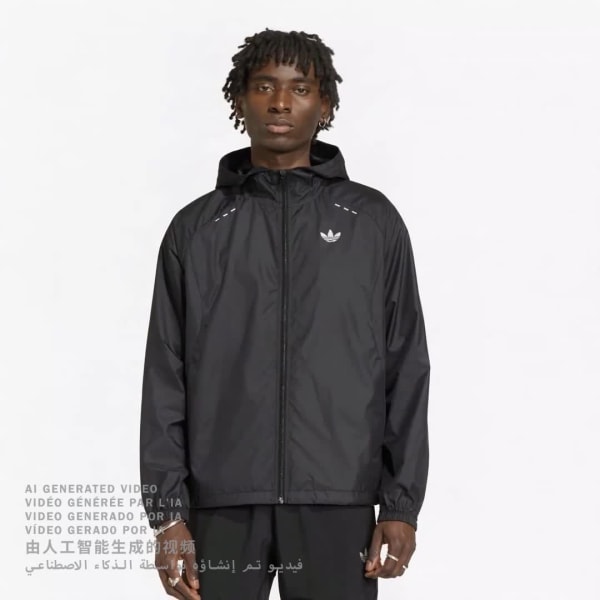 Svart TECH TREFOIL ESSENTIALS VINDJAKKE