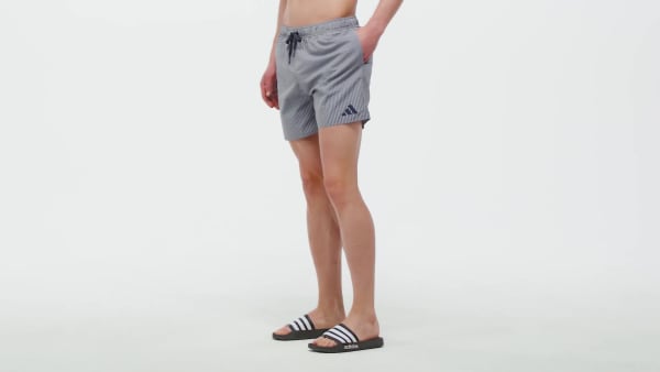 Weiss Seersucker Gestreifte Badeshorts 5 Zoll