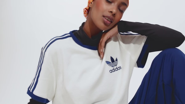 Branco Camiseta Terry Três Listras