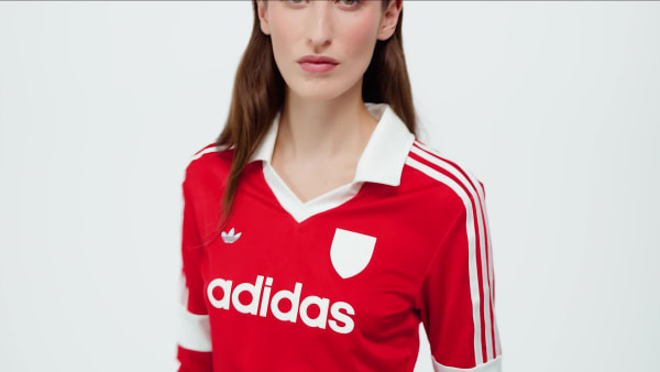 Rojo Camiseta de fútbol estampada manga larga