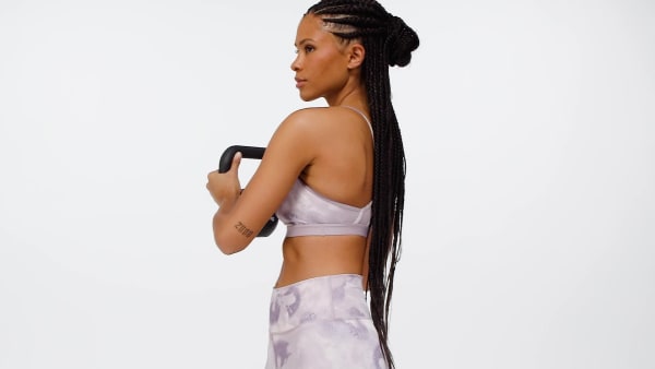 สีชมพู บราซัพพอร์ตระดับต่ำพิมพ์ลายดอกไม้มัดย้อม Aeroreact Training Essentials