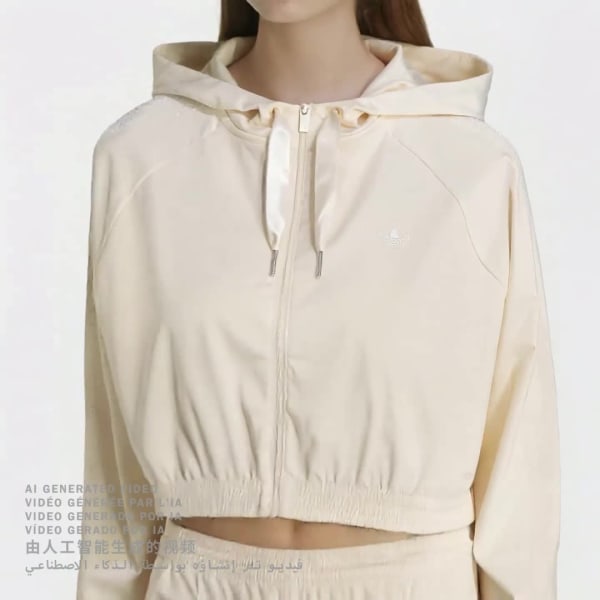 Bianco FELPA CORTA CON CAPPUCCIO E ZIP PEARL