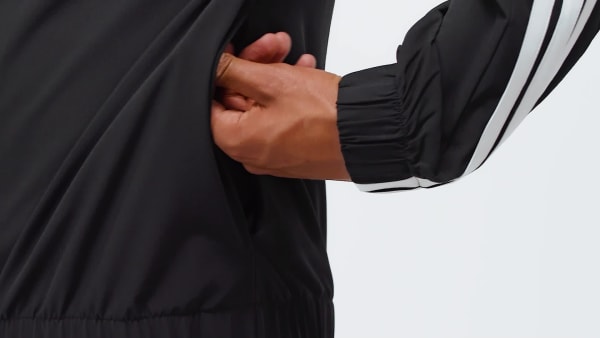 Black 3-스트라이프 우븐 레귤러 핏 트랙 탑