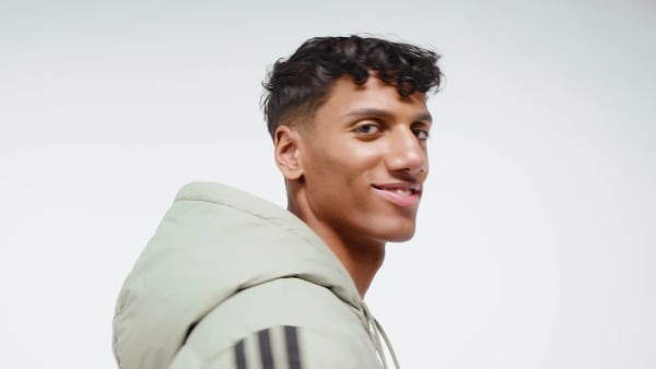 zelená Parka Essentials CLIMAWARM 3-Stripes Light Down Hooded