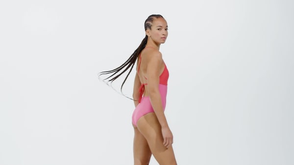 Pink Padded Colorblock X-Back Swimsuit
