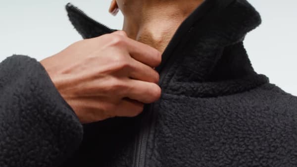 Schwarz City Tech High Pile Fleecejacke mit durchgehendem Reißverschluss