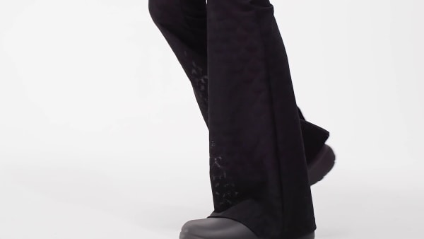 Black Fashion Monogram Lace Flared Pants
