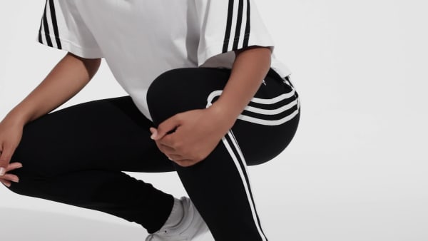 cerná Kalhoty Essentials 3-Stripes French Terry Cuffed