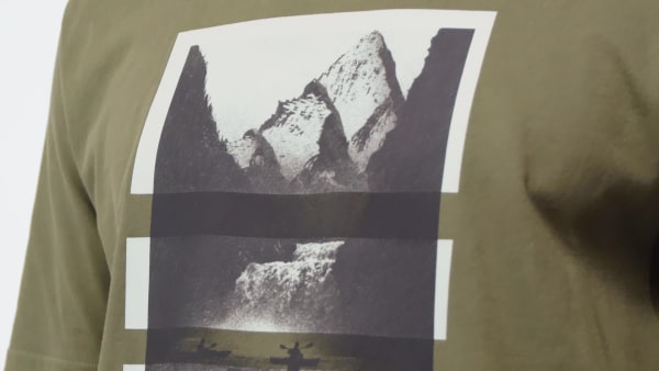 Green OUTDOOR KAYAKING GRAPHIC T-SHIRT