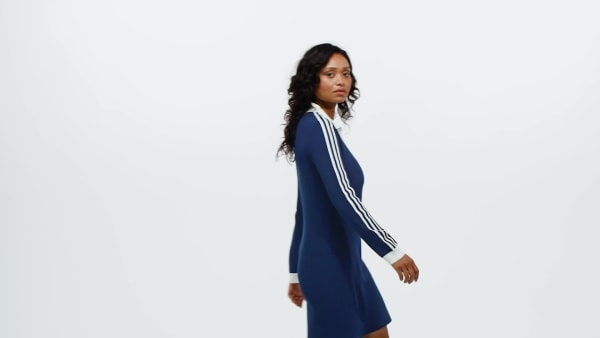 Blau Knitted Polokleid
