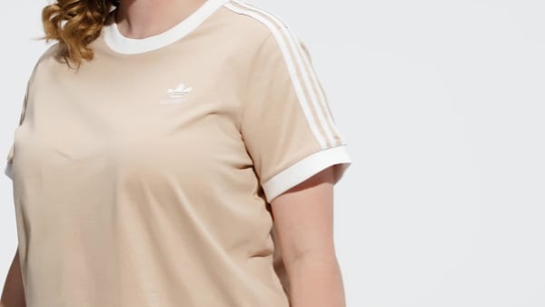 Beige adicolor Classics 3-Streifen T-Shirt – Große Größen 28250