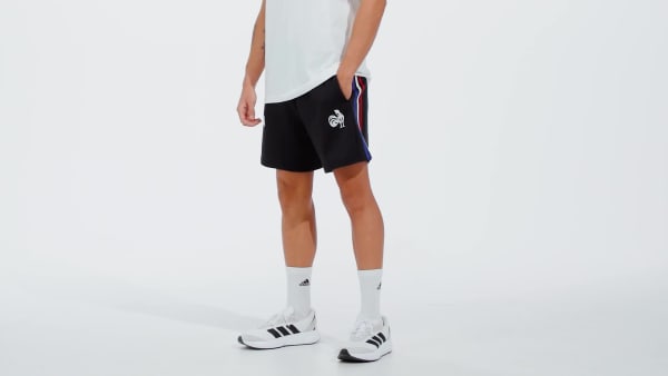Black France Essentials 3-Stripes French Terry Shorts