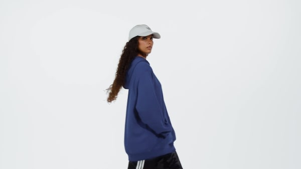 Azul Camisola Larga com Capuz em Moletão Essentials