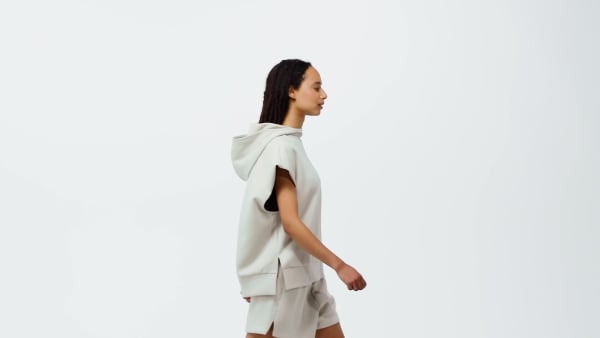 Bezowy Soft Lux Loose Sleeveless Hoodie